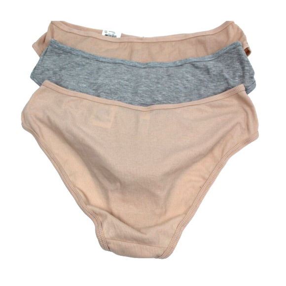 Lot Bundle of 3 Hipster Underwear Panties Jenni Womens XL Ribbed Gray Beige NEW - Picture 2 of 4